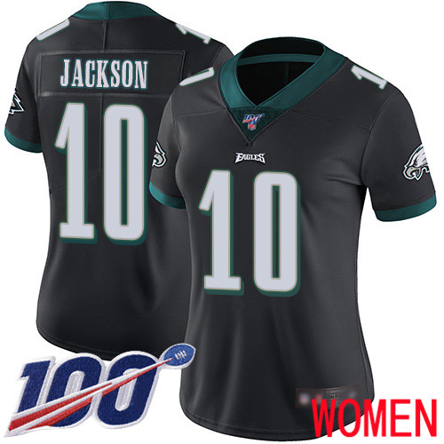Women Philadelphia Eagles #10 DeSean Jackson Black Alternate Vapor Untouchable NFL Jersey Limited Player 100th->nfl t-shirts->Sports Accessory